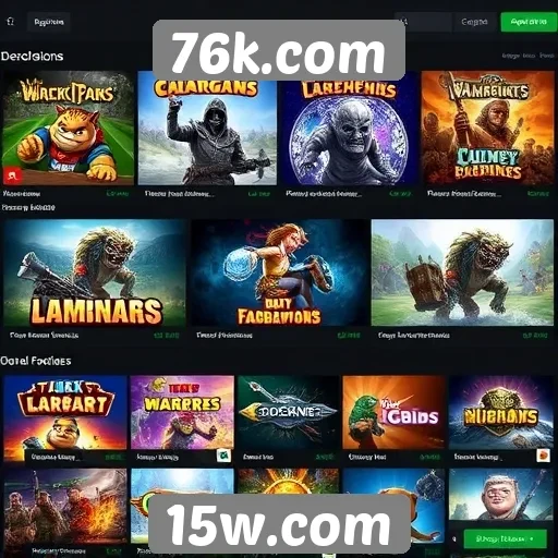 Diversidade de jogos disponíveis no site 76k.com